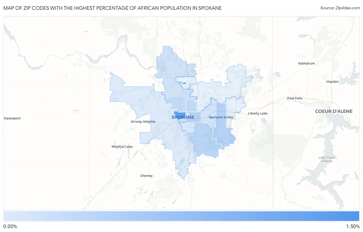 Zip Codes with the Highest Percentage of African Population in Spokane Map