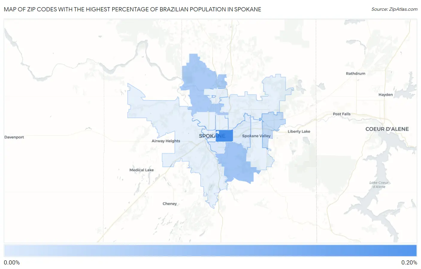 Zip Codes with the Highest Percentage of Brazilian Population in Spokane Map