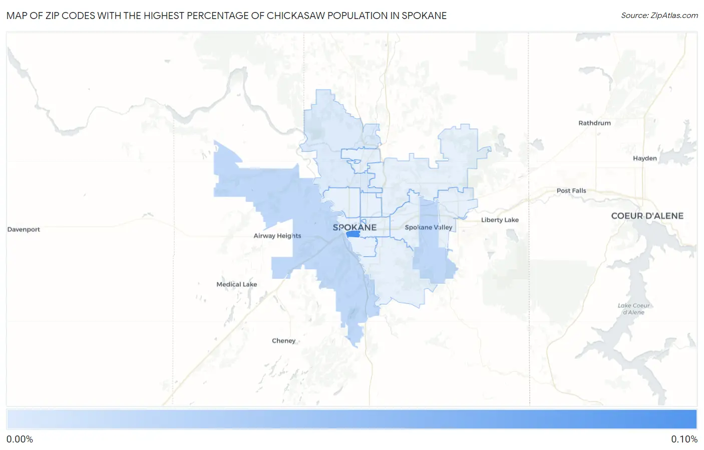 Zip Codes with the Highest Percentage of Chickasaw Population in Spokane Map