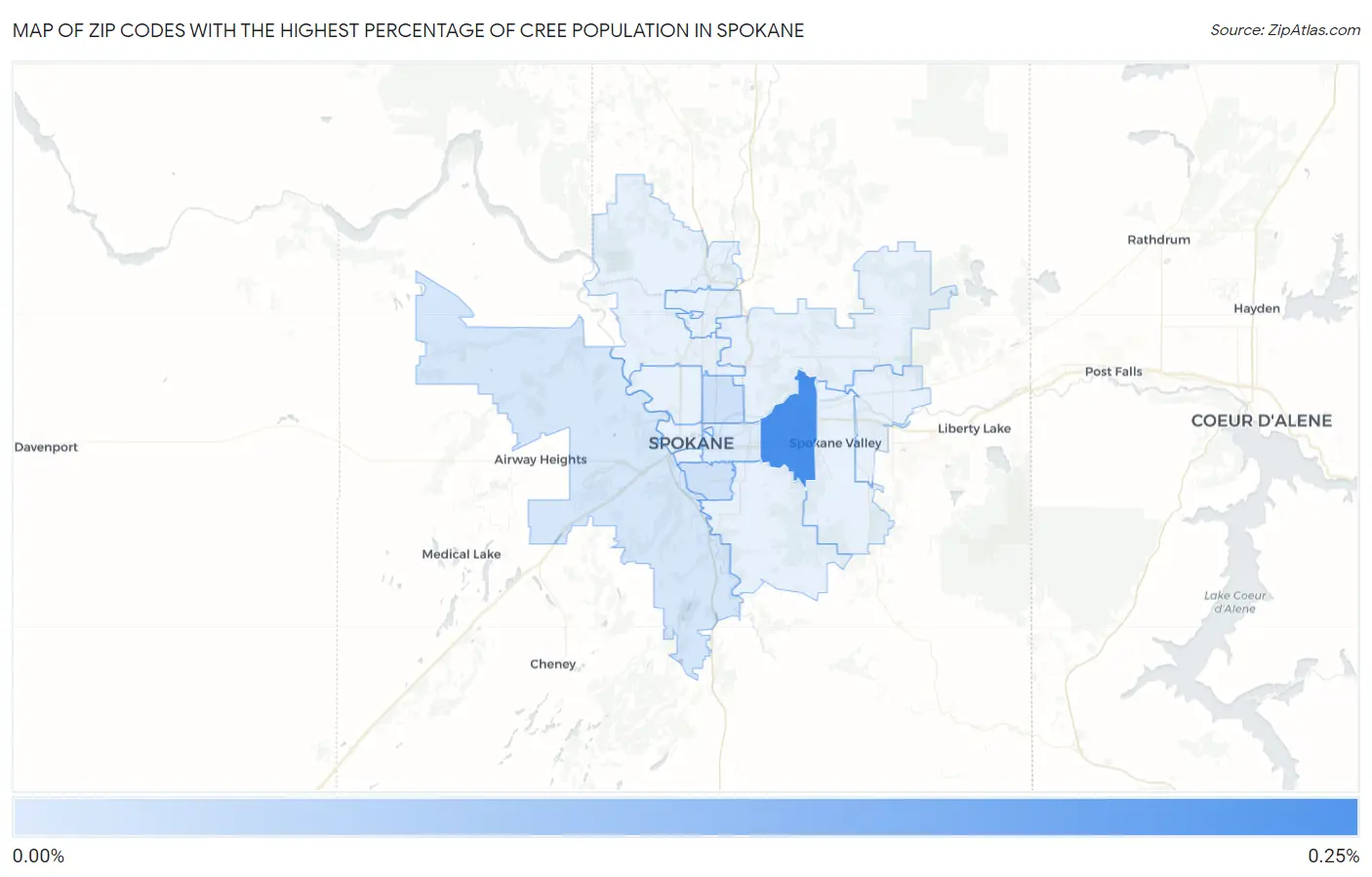 Zip Codes with the Highest Percentage of Cree Population in Spokane Map