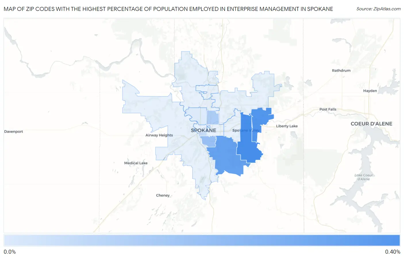 Zip Codes with the Highest Percentage of Population Employed in Enterprise Management in Spokane Map