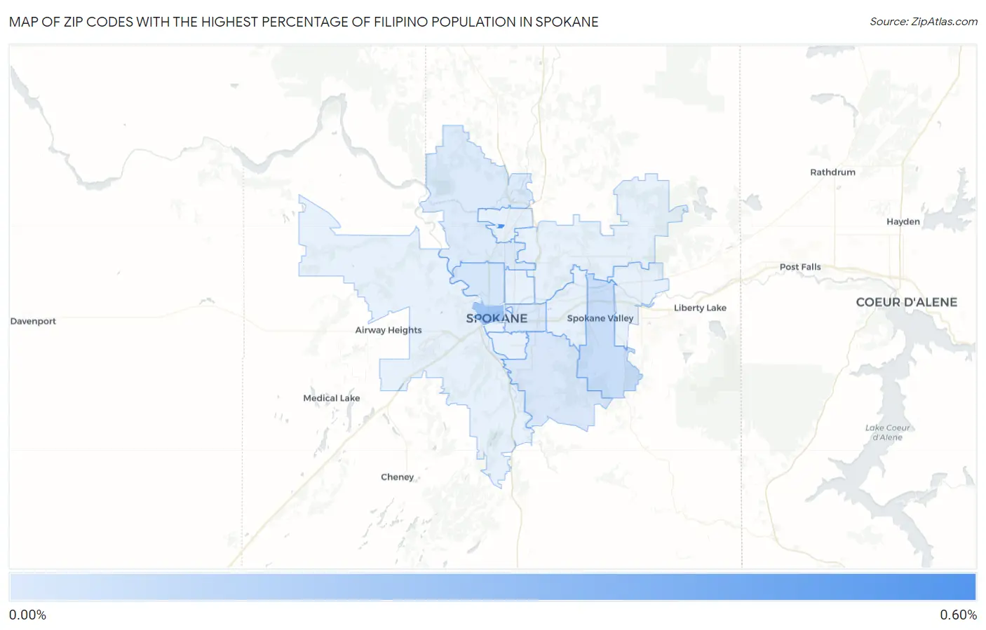 Zip Codes with the Highest Percentage of Filipino Population in Spokane Map