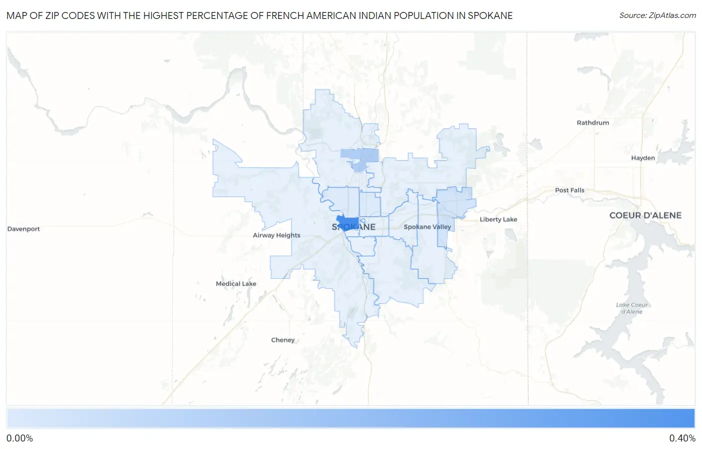 Zip Codes with the Highest Percentage of French American Indian Population in Spokane Map