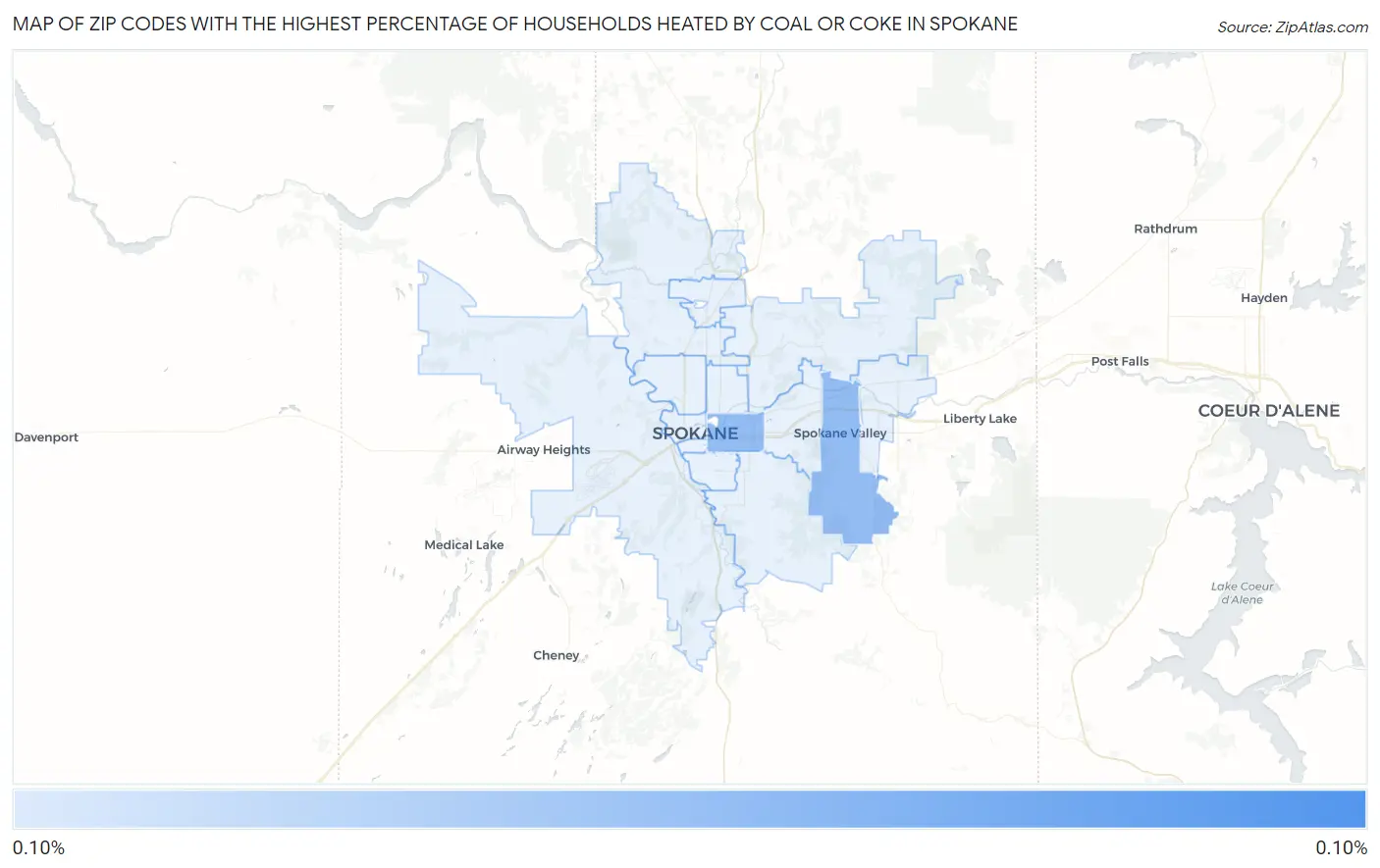 Zip Codes with the Highest Percentage of Households Heated by Coal or Coke in Spokane Map
