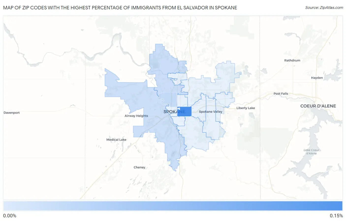 Zip Codes with the Highest Percentage of Immigrants from El Salvador in Spokane Map