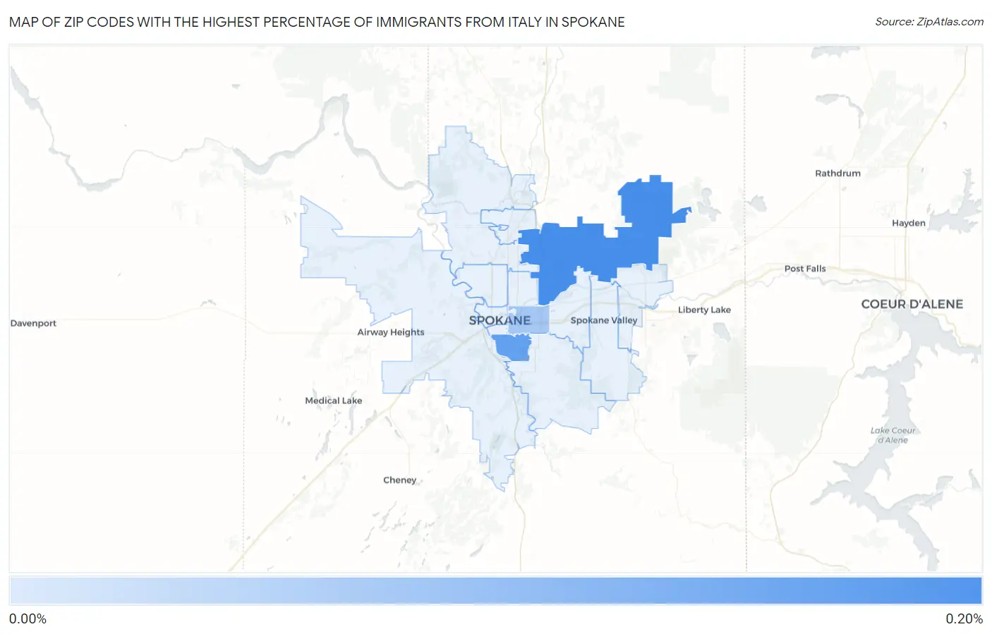 Zip Codes with the Highest Percentage of Immigrants from Italy in Spokane Map