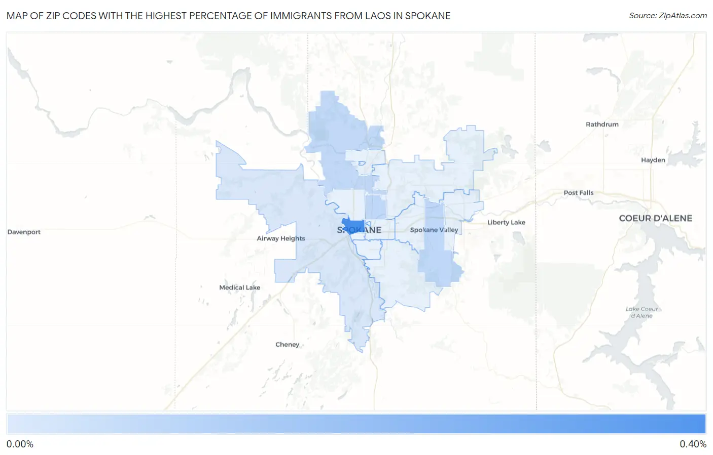 Zip Codes with the Highest Percentage of Immigrants from Laos in Spokane Map