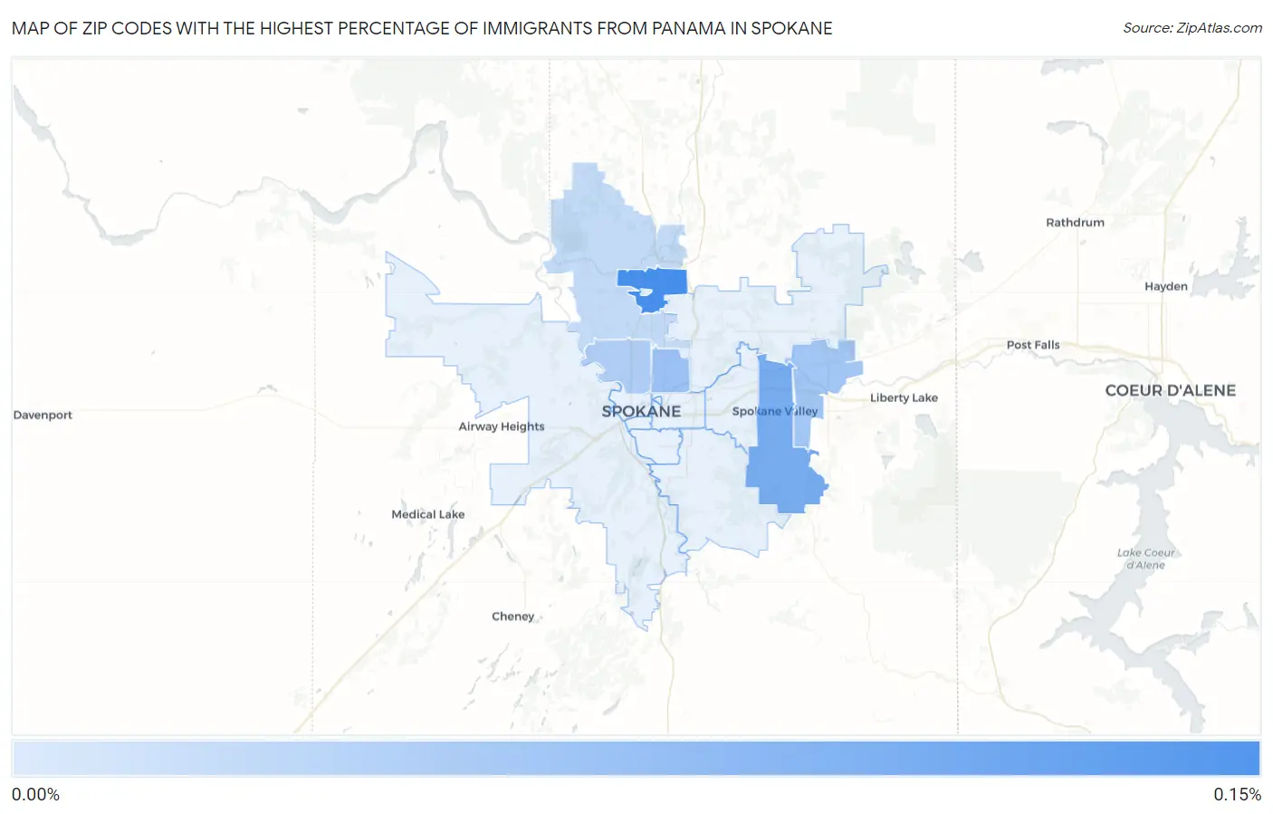 Zip Codes with the Highest Percentage of Immigrants from Panama in Spokane Map