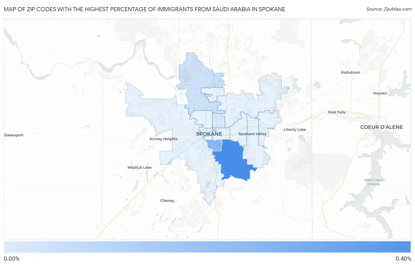 Zip Codes with the Highest Percentage of Immigrants from Saudi Arabia in Spokane Map