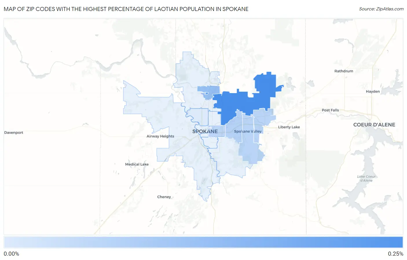 Zip Codes with the Highest Percentage of Laotian Population in Spokane Map