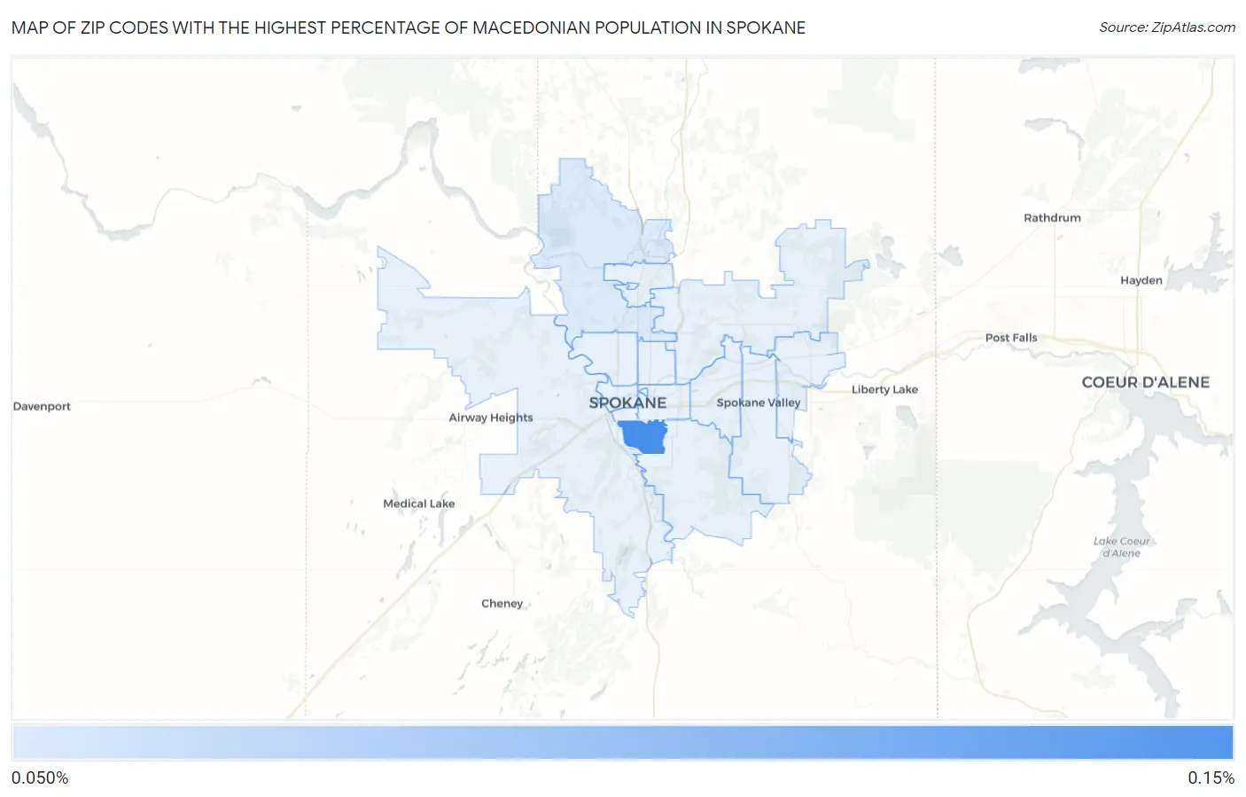 Zip Codes with the Highest Percentage of Macedonian Population in Spokane Map