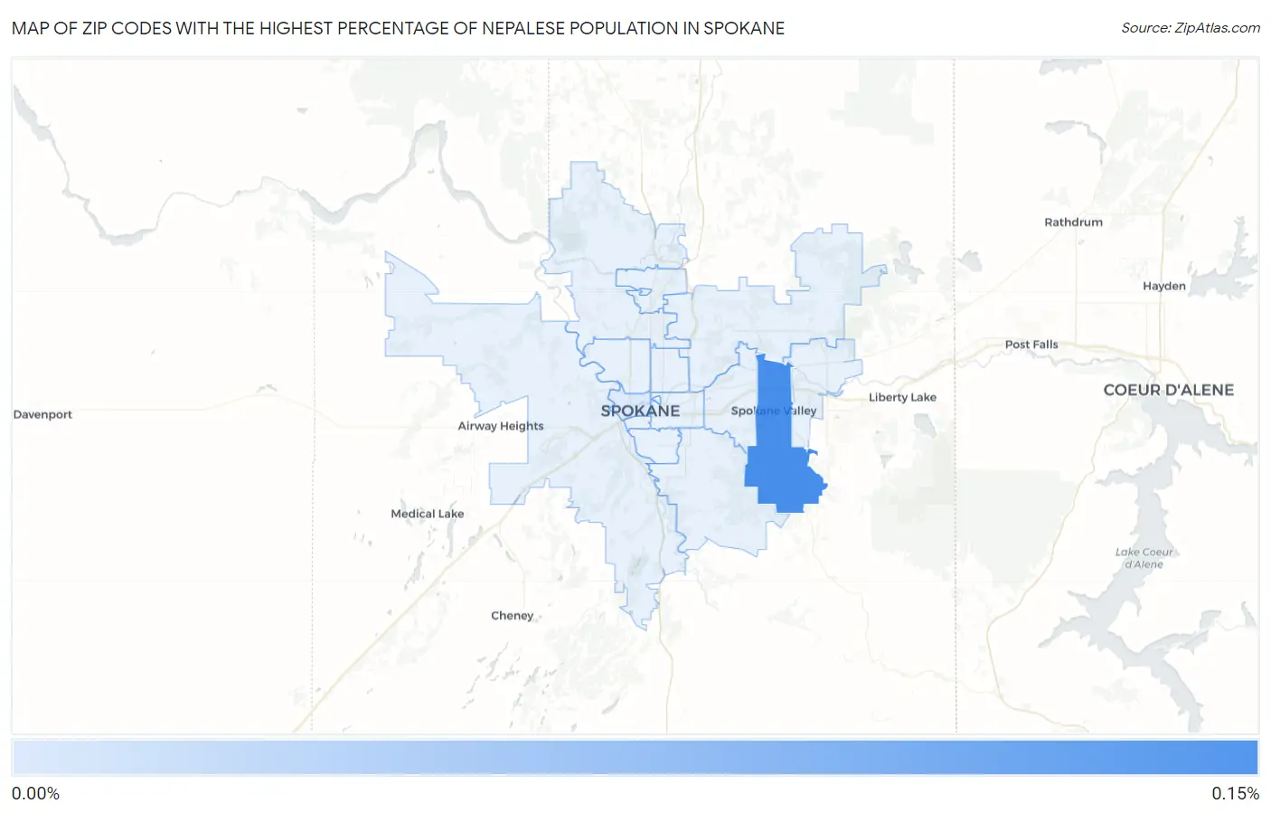 Zip Codes with the Highest Percentage of Nepalese Population in Spokane Map
