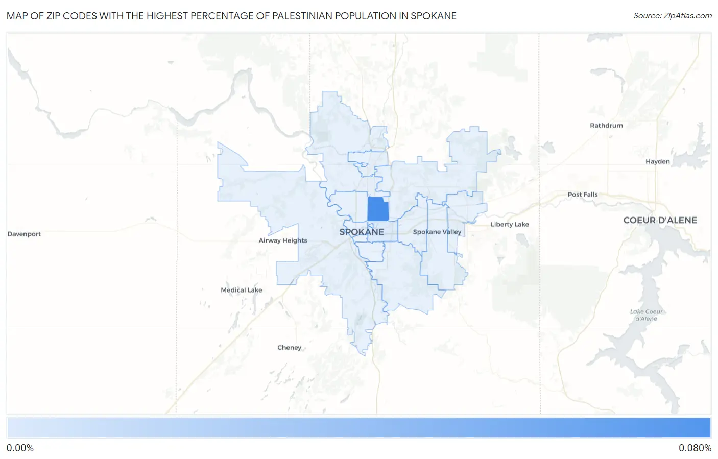 Zip Codes with the Highest Percentage of Palestinian Population in Spokane Map