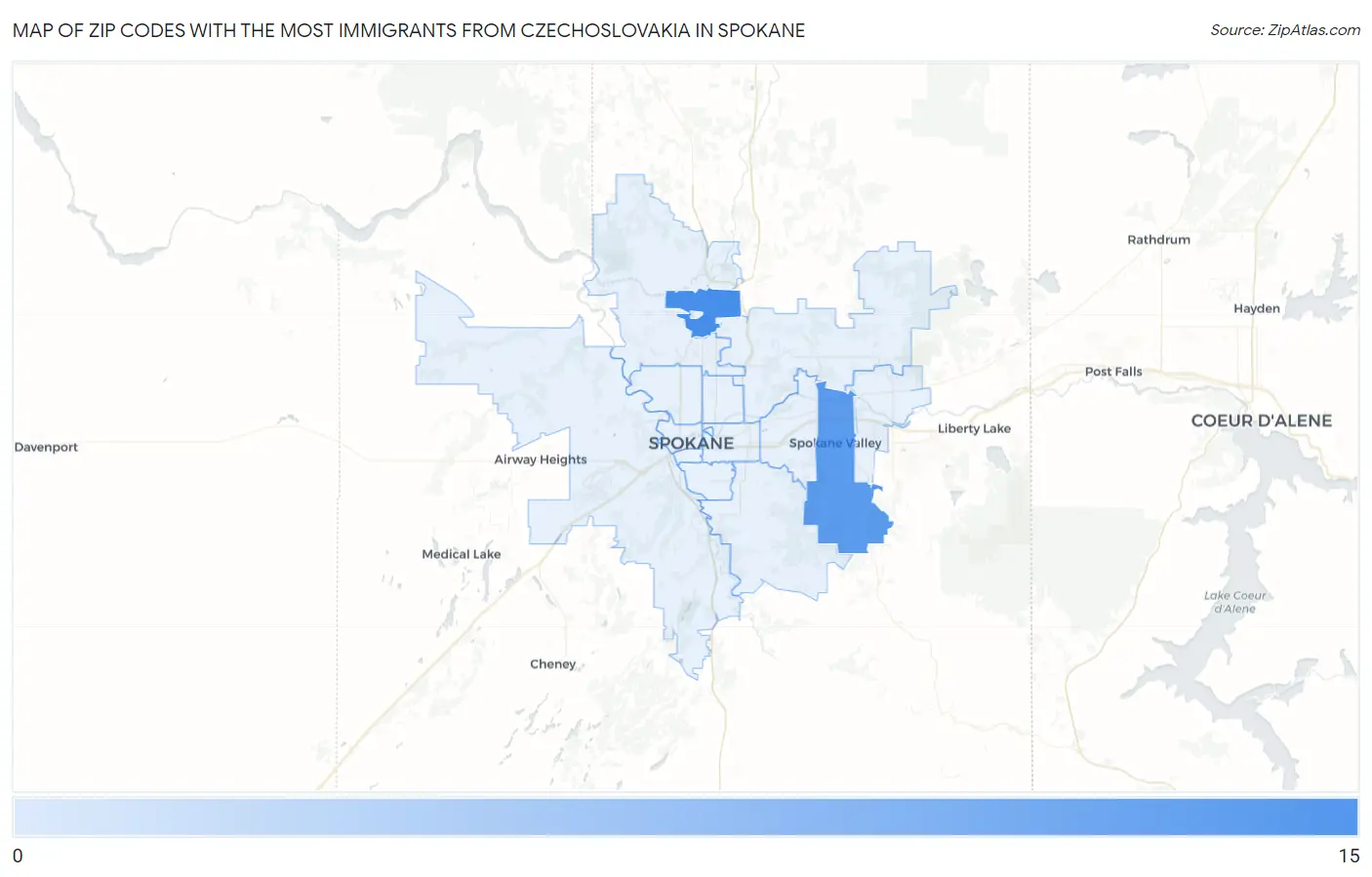 Zip Codes with the Most Immigrants from Czechoslovakia in Spokane Map