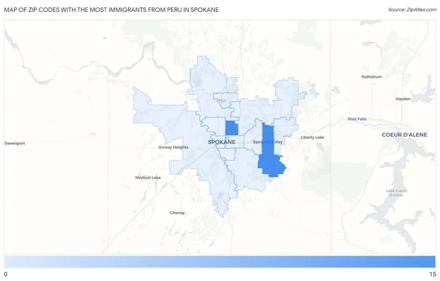 Zip Codes with the Most Immigrants from Peru in Spokane Map