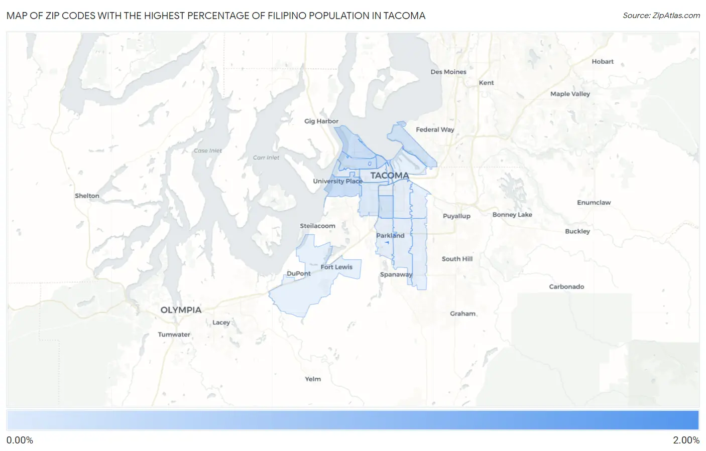 Zip Codes with the Highest Percentage of Filipino Population in Tacoma Map
