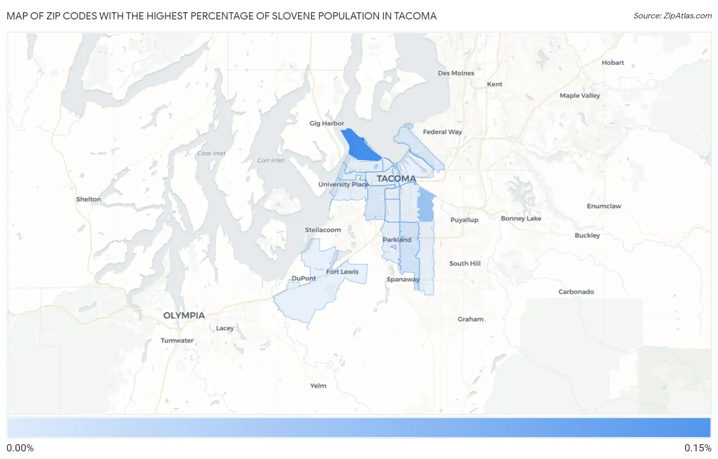 Zip Codes with the Highest Percentage of Slovene Population in Tacoma Map