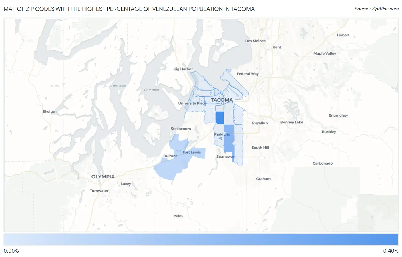 Zip Codes with the Highest Percentage of Venezuelan Population in Tacoma Map