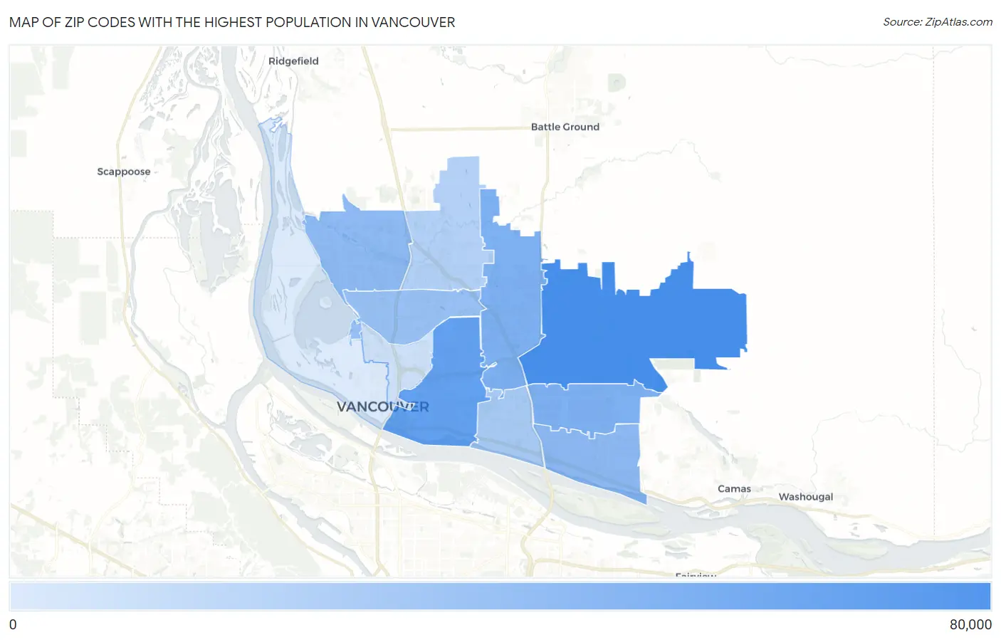 Zip Codes with the Highest Population in Vancouver Map