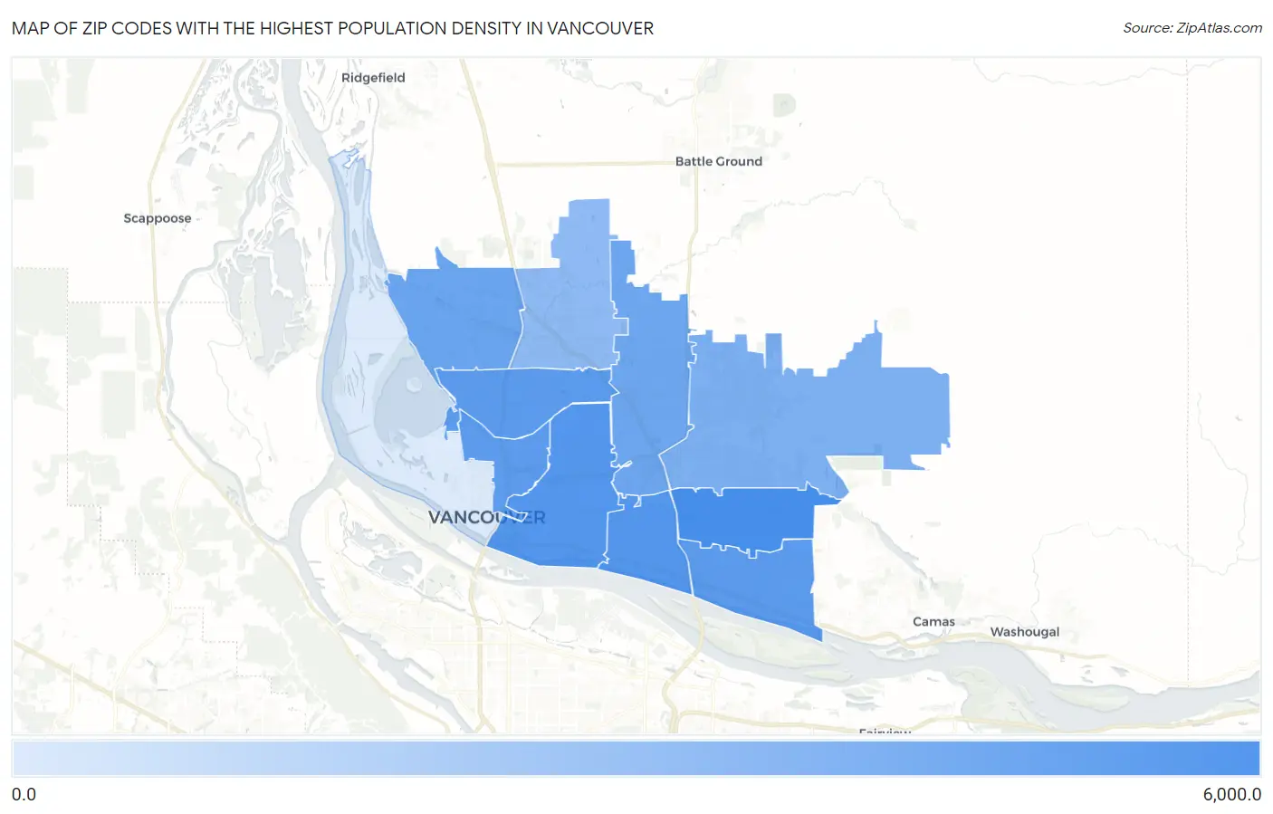 Zip Codes with the Highest Population Density in Vancouver Map