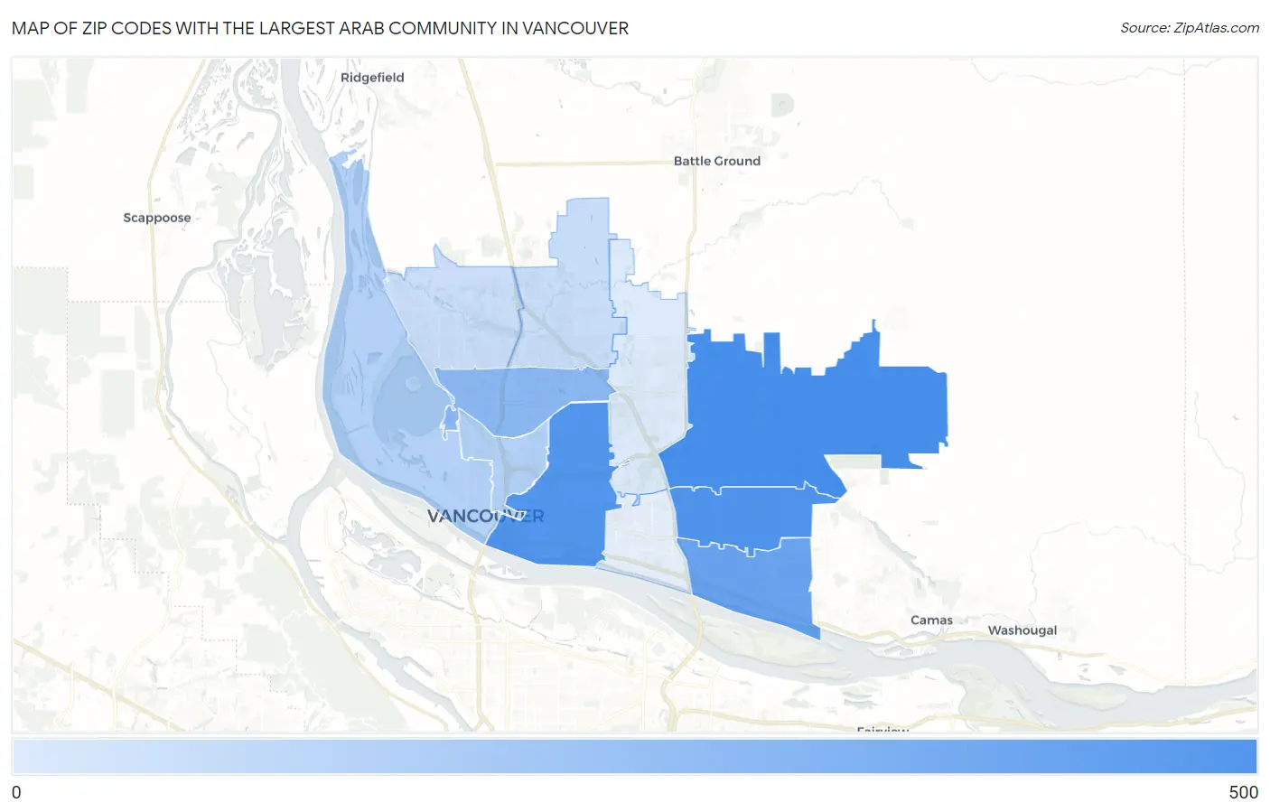 Zip Codes with the Largest Arab Community in Vancouver Map