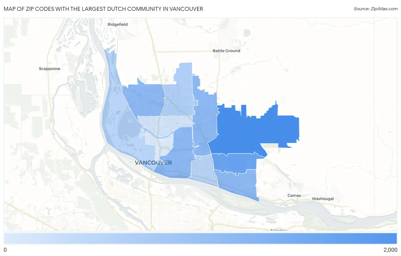 Zip Codes with the Largest Dutch Community in Vancouver Map
