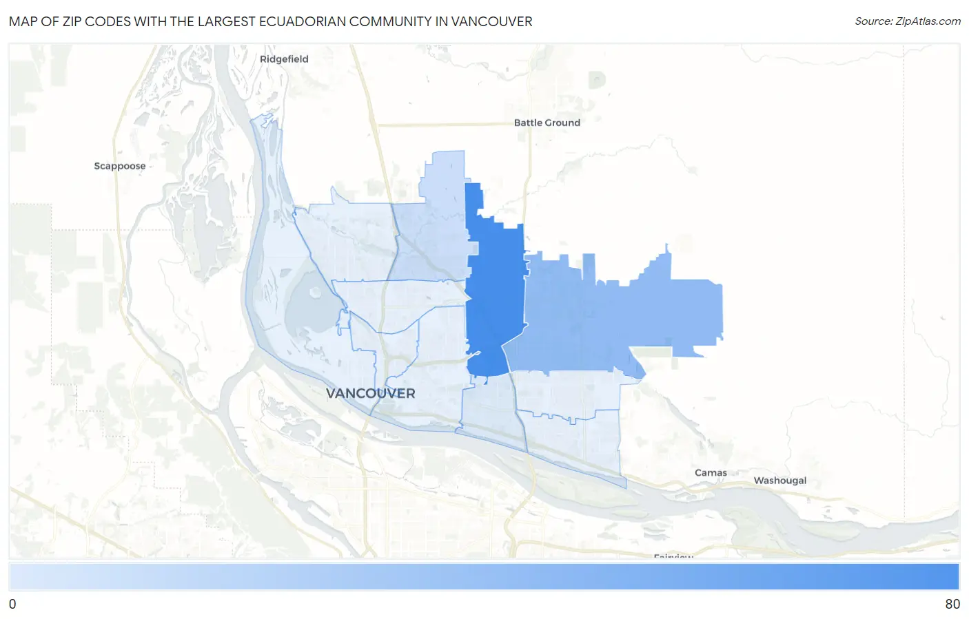 Zip Codes with the Largest Ecuadorian Community in Vancouver Map