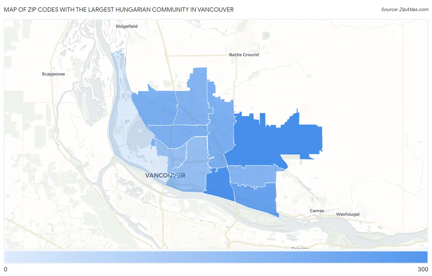 Zip Codes with the Largest Hungarian Community in Vancouver Map