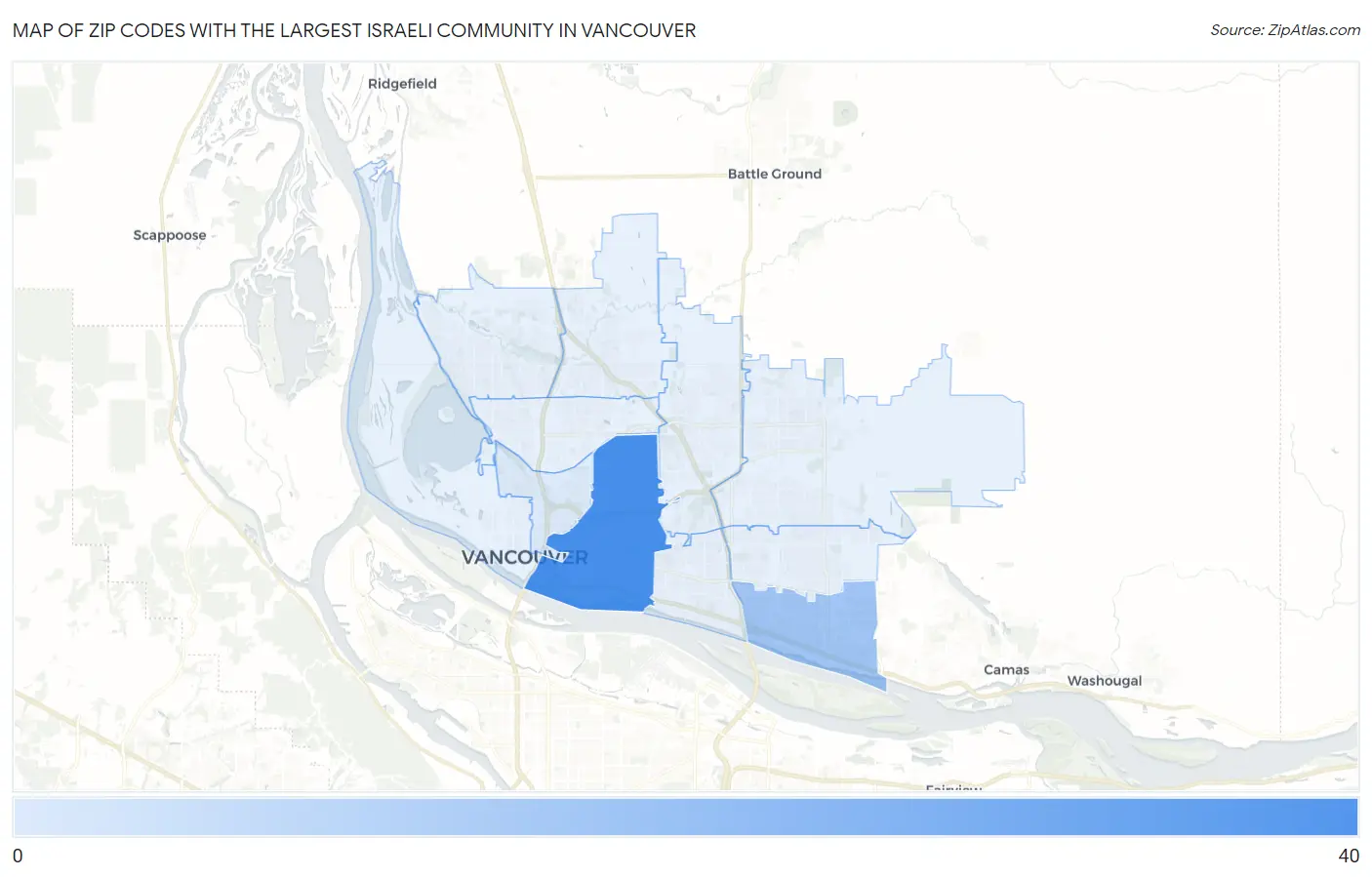 Zip Codes with the Largest Israeli Community in Vancouver Map