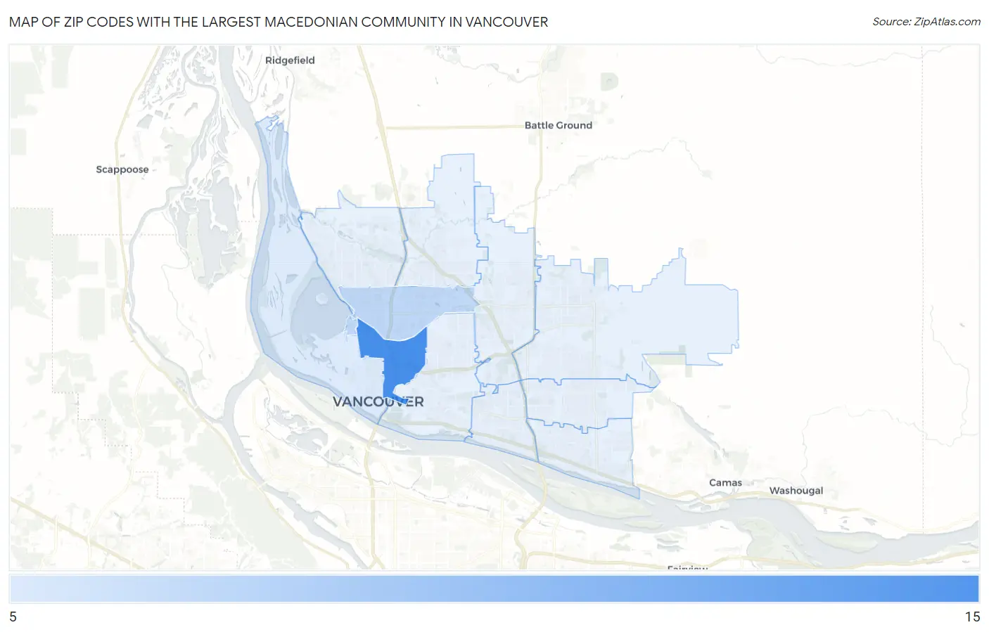 Zip Codes with the Largest Macedonian Community in Vancouver Map