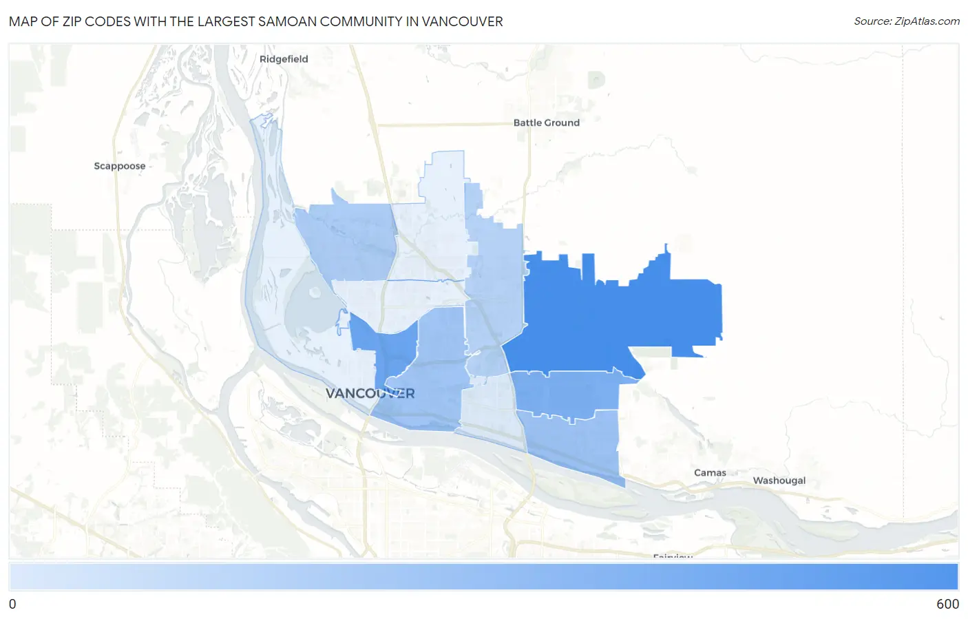 Zip Codes with the Largest Samoan Community in Vancouver Map