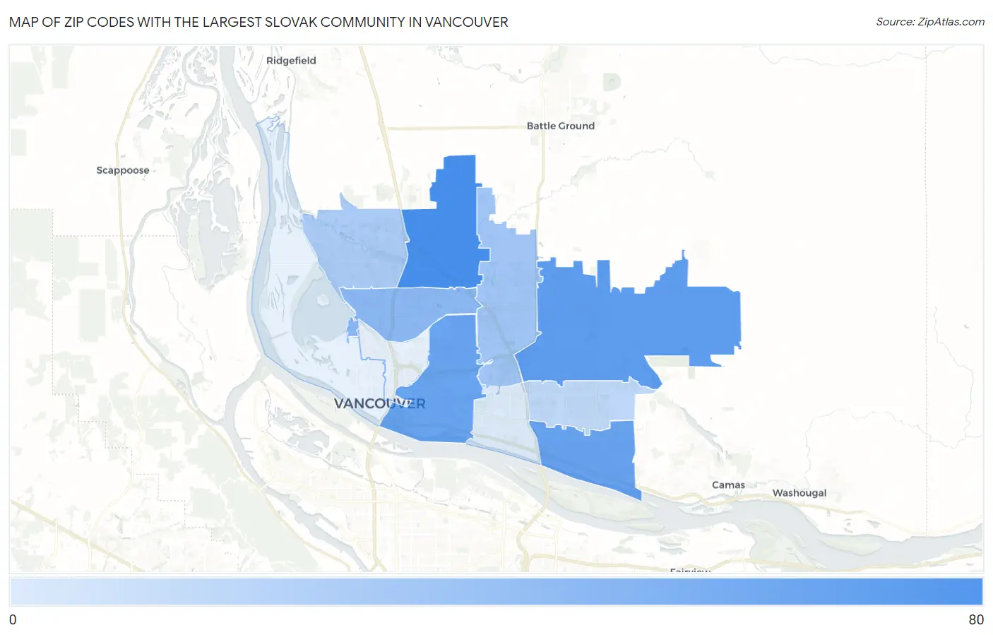 Zip Codes with the Largest Slovak Community in Vancouver Map