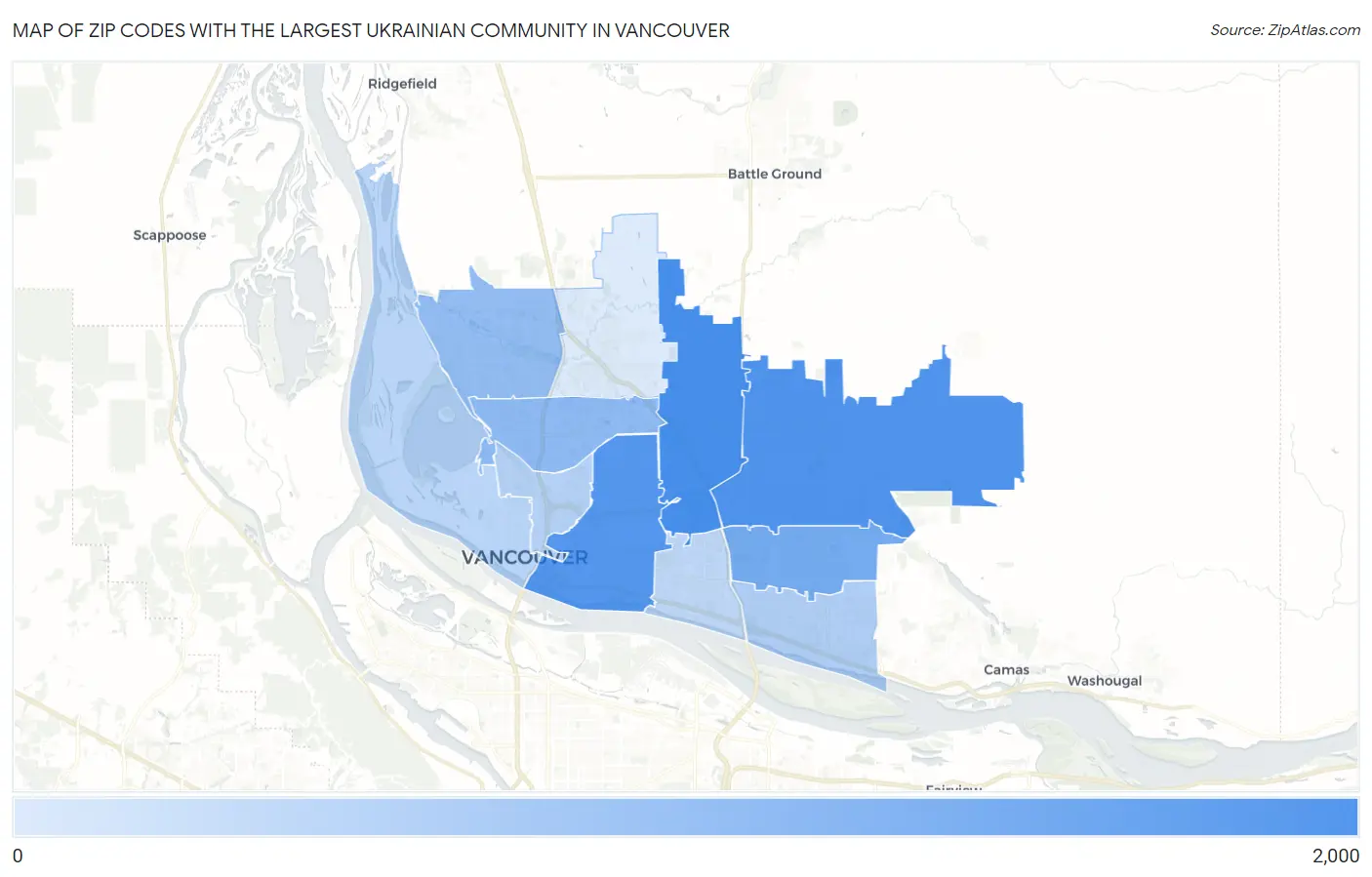 Zip Codes with the Largest Ukrainian Community in Vancouver Map