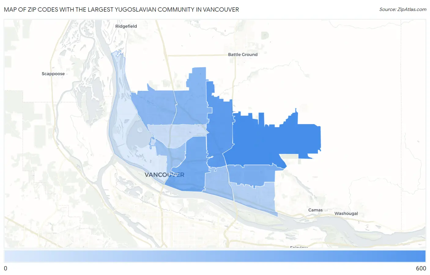 Zip Codes with the Largest Yugoslavian Community in Vancouver Map