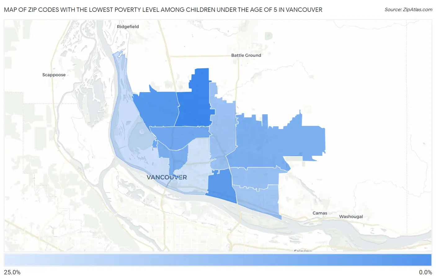Zip Codes with the Lowest Poverty Level Among Children Under the Age of 5 in Vancouver Map