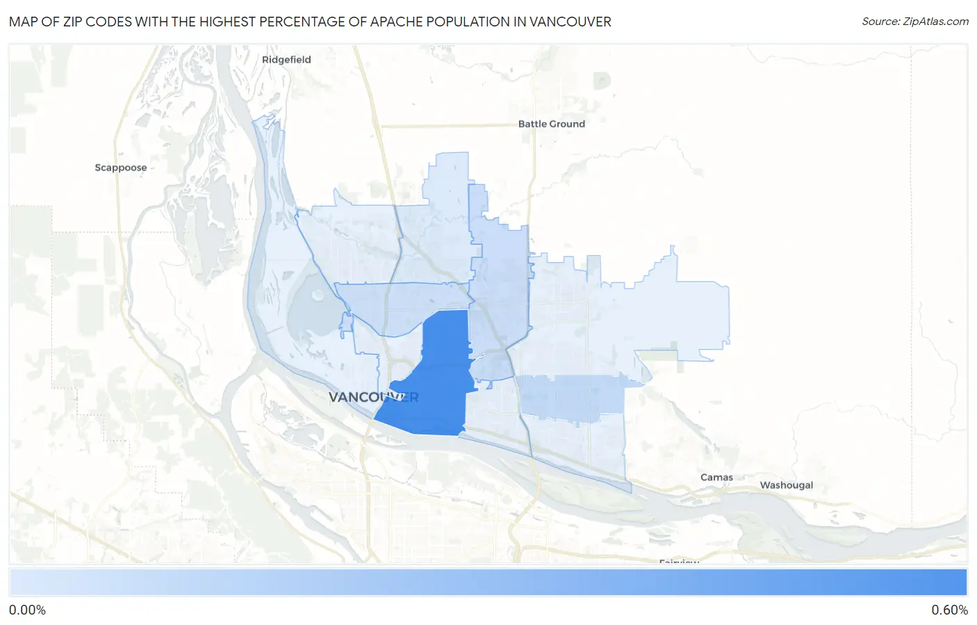 Zip Codes with the Highest Percentage of Apache Population in Vancouver Map