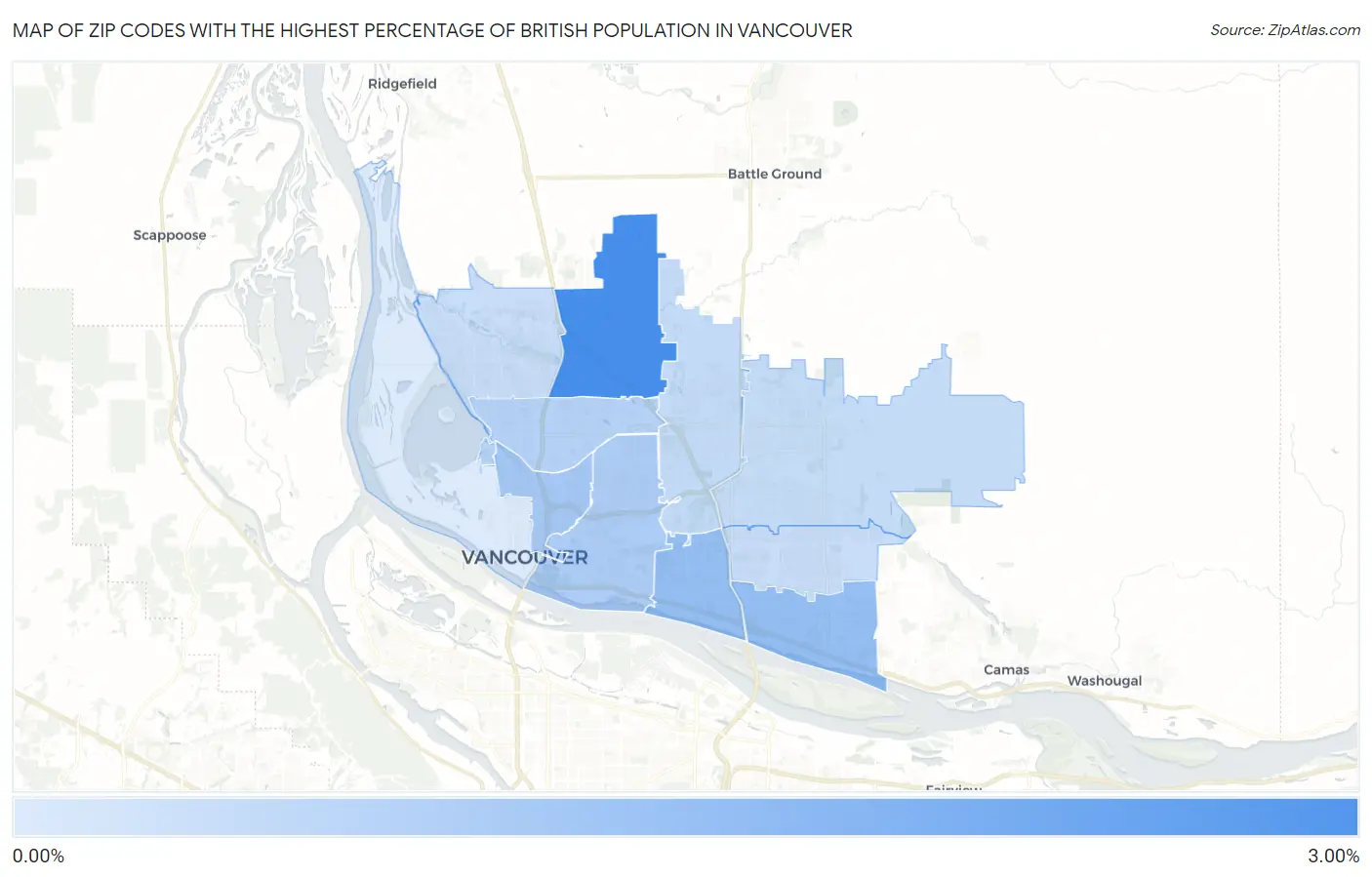 Zip Codes with the Highest Percentage of British Population in Vancouver Map