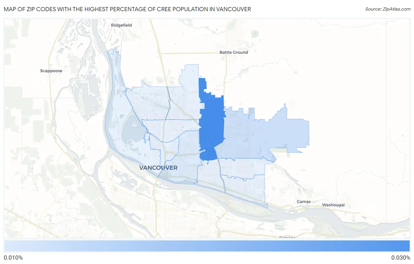 Zip Codes with the Highest Percentage of Cree Population in Vancouver Map