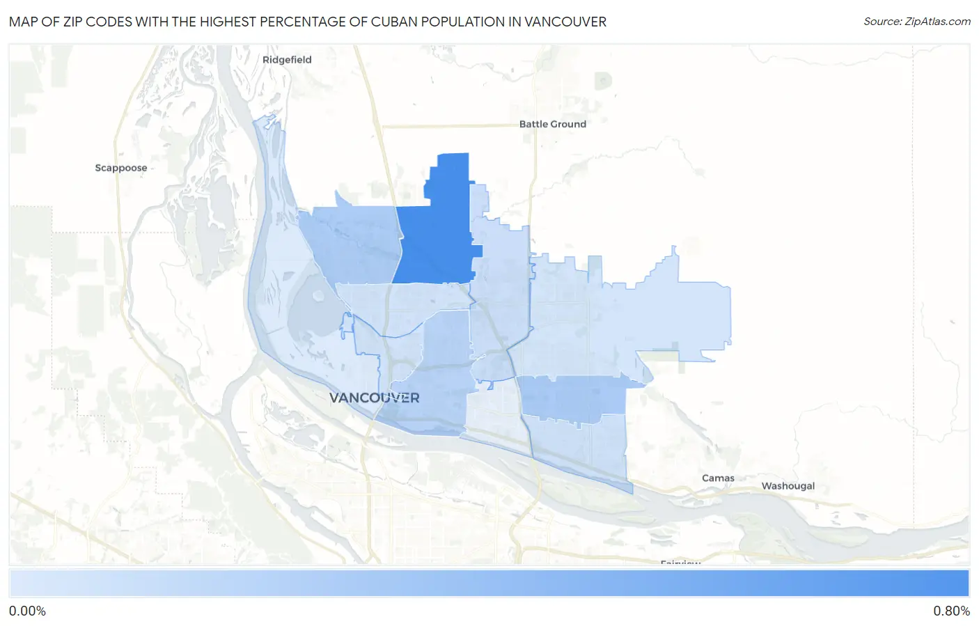 Zip Codes with the Highest Percentage of Cuban Population in Vancouver Map