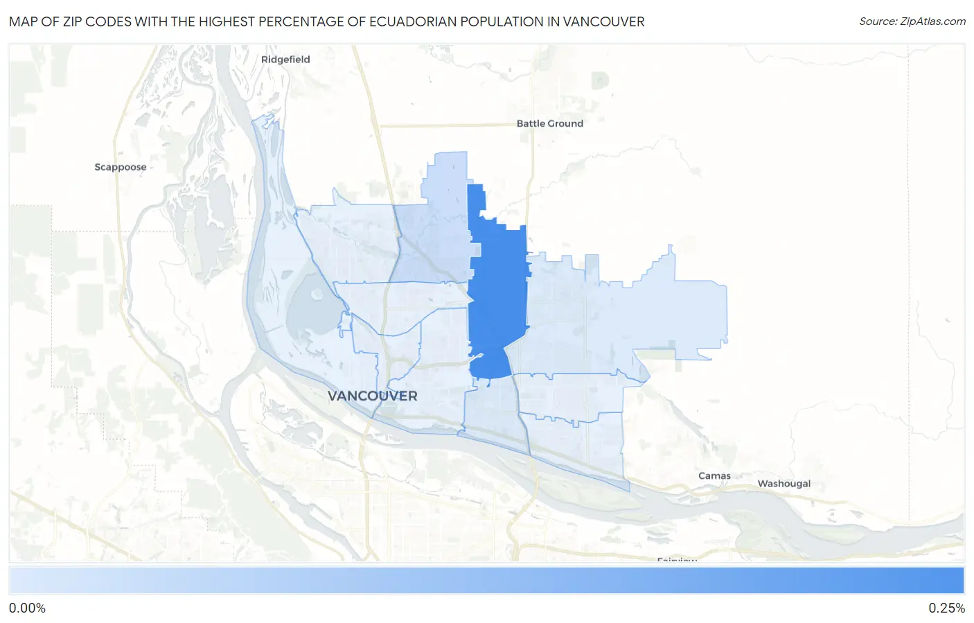 Zip Codes with the Highest Percentage of Ecuadorian Population in Vancouver Map