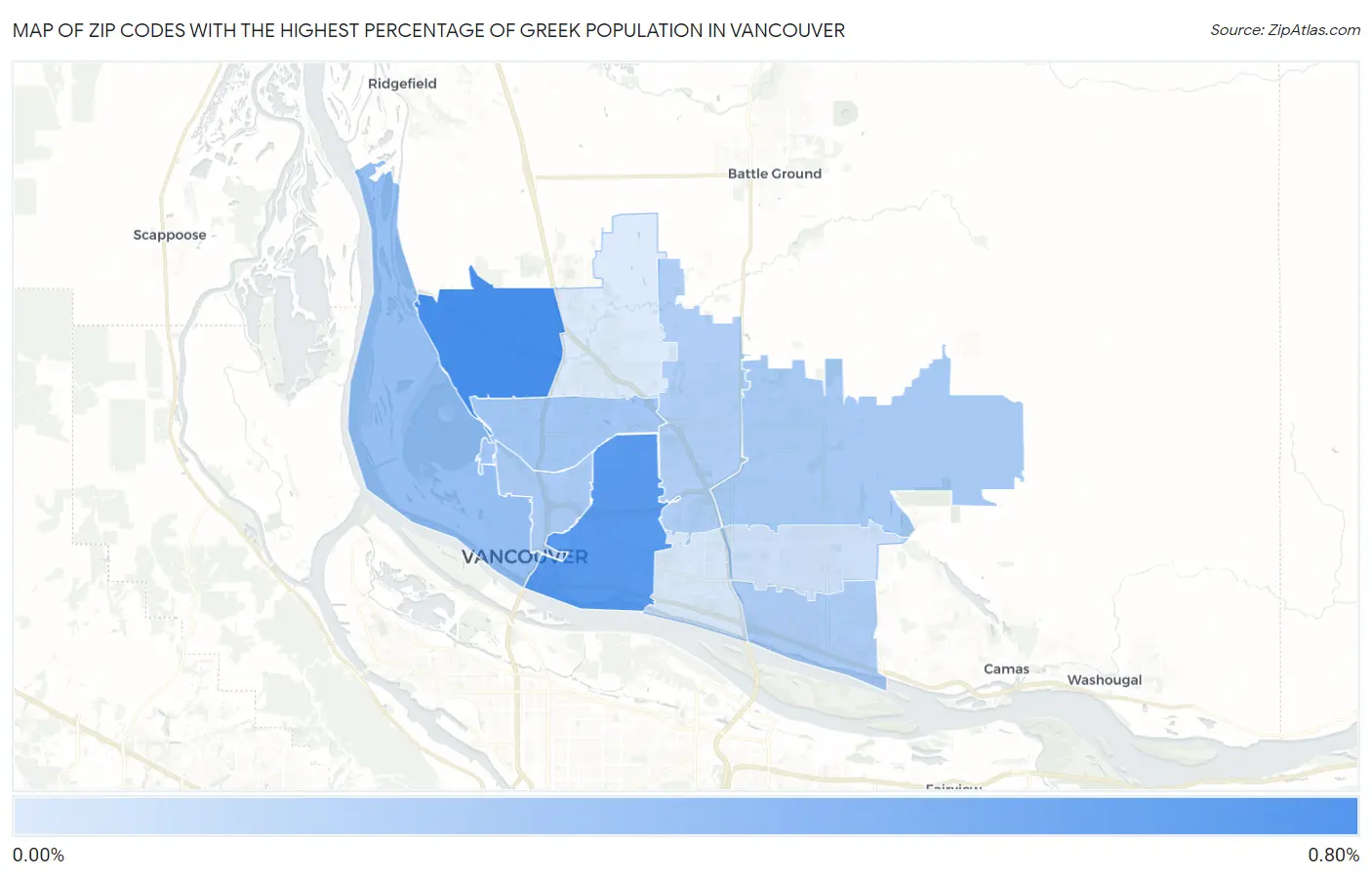 Zip Codes with the Highest Percentage of Greek Population in Vancouver Map
