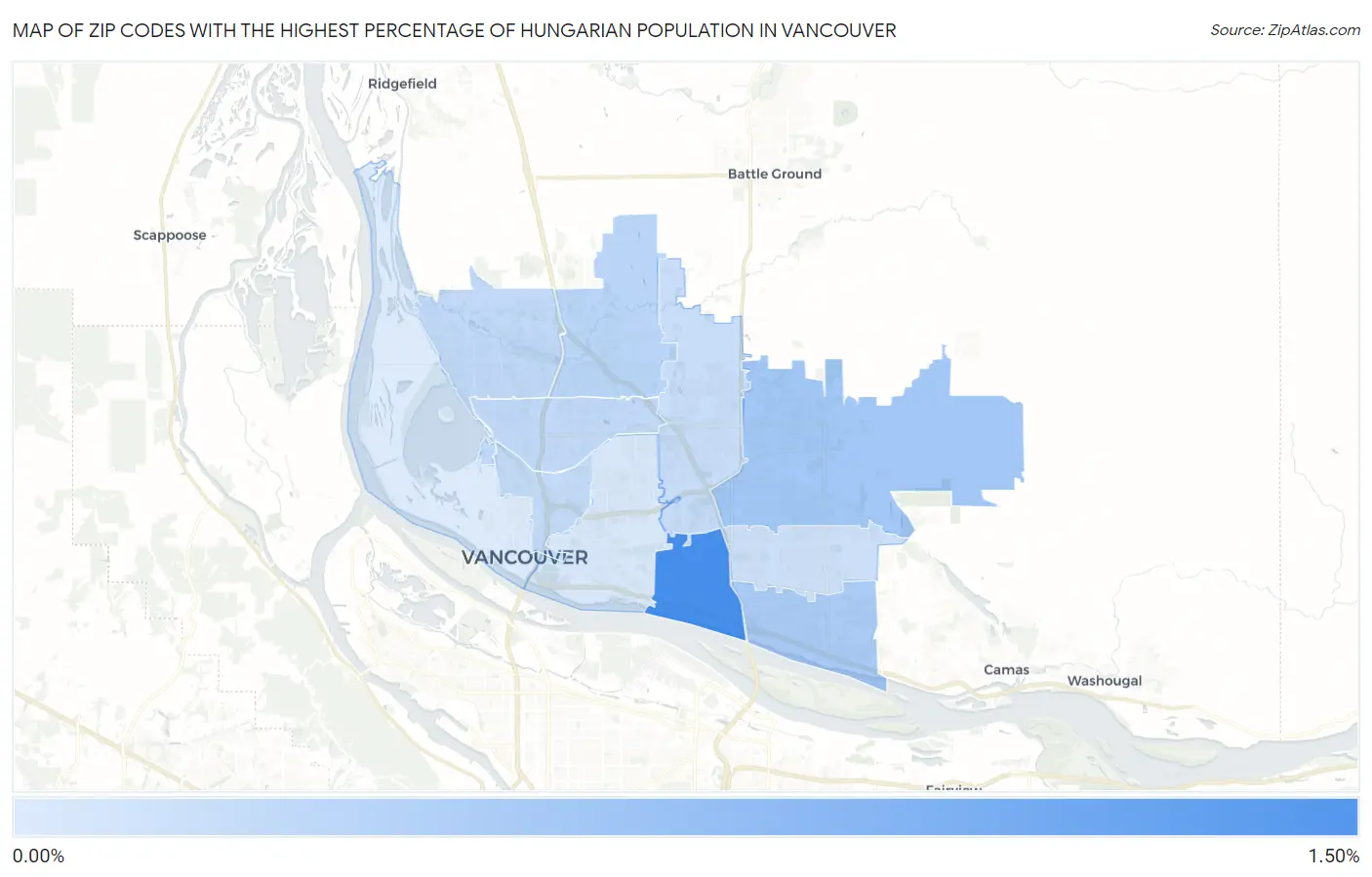 Zip Codes with the Highest Percentage of Hungarian Population in Vancouver Map