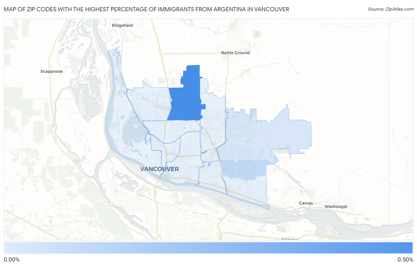 Zip Codes with the Highest Percentage of Immigrants from Argentina in Vancouver Map