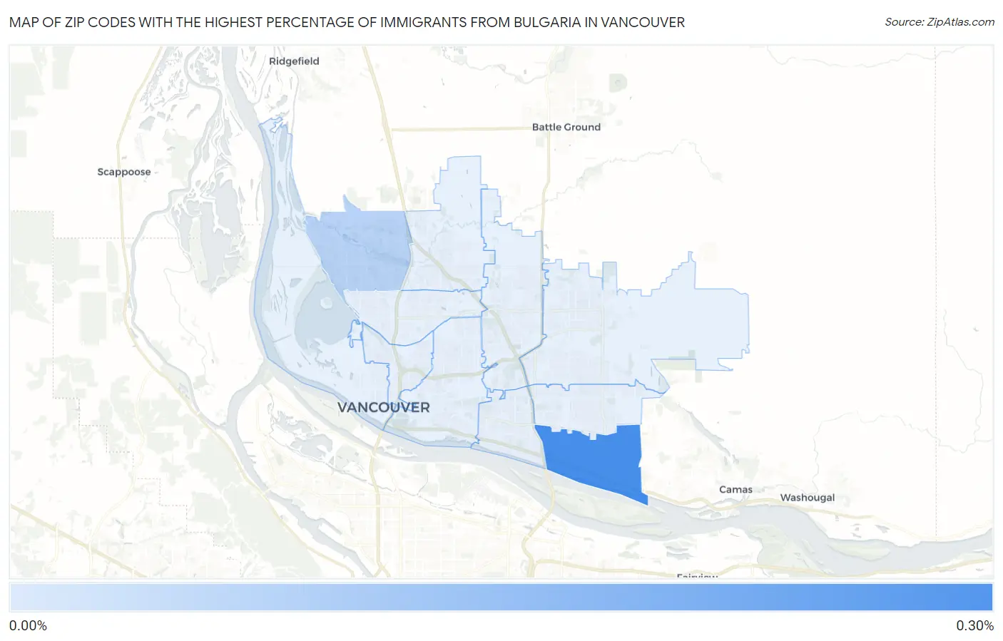 Zip Codes with the Highest Percentage of Immigrants from Bulgaria in Vancouver Map