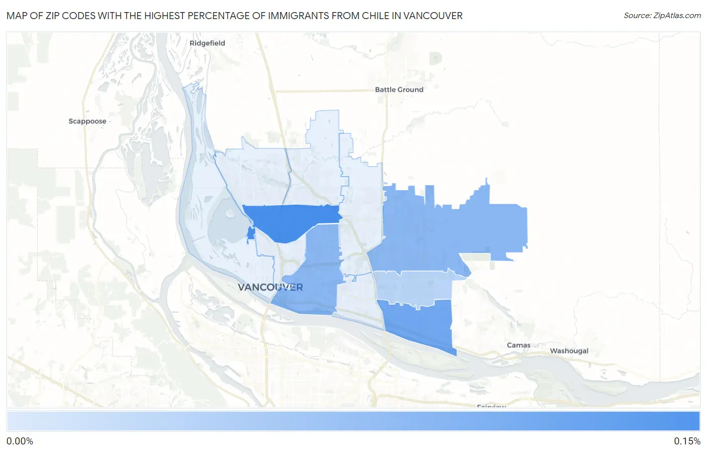 Zip Codes with the Highest Percentage of Immigrants from Chile in Vancouver Map
