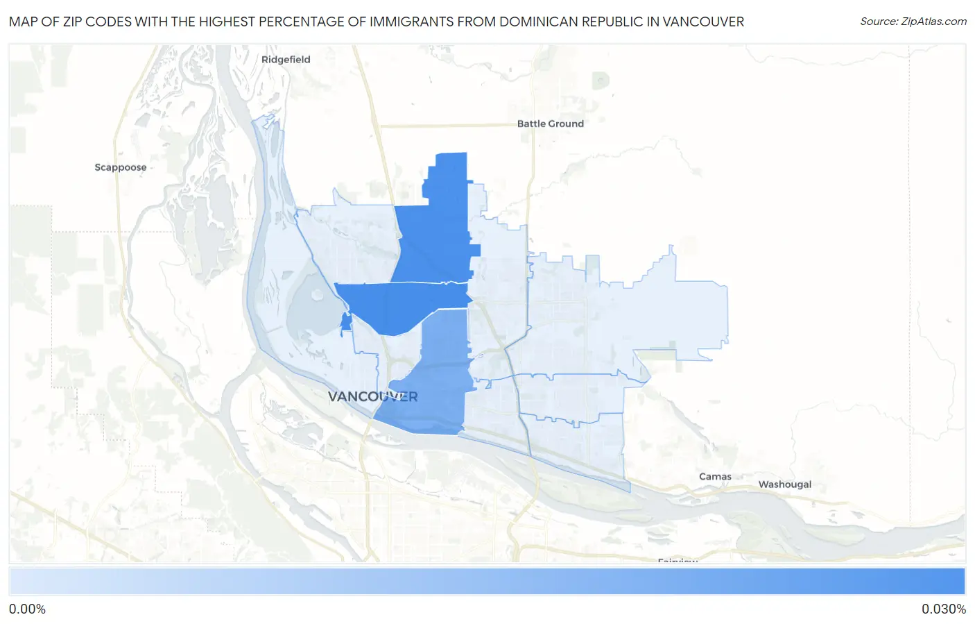 Zip Codes with the Highest Percentage of Immigrants from Dominican Republic in Vancouver Map