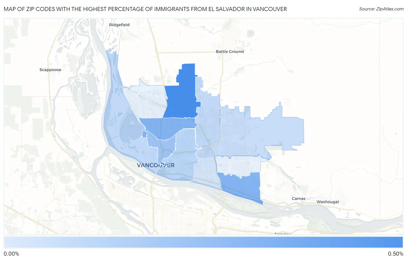 Zip Codes with the Highest Percentage of Immigrants from El Salvador in Vancouver Map