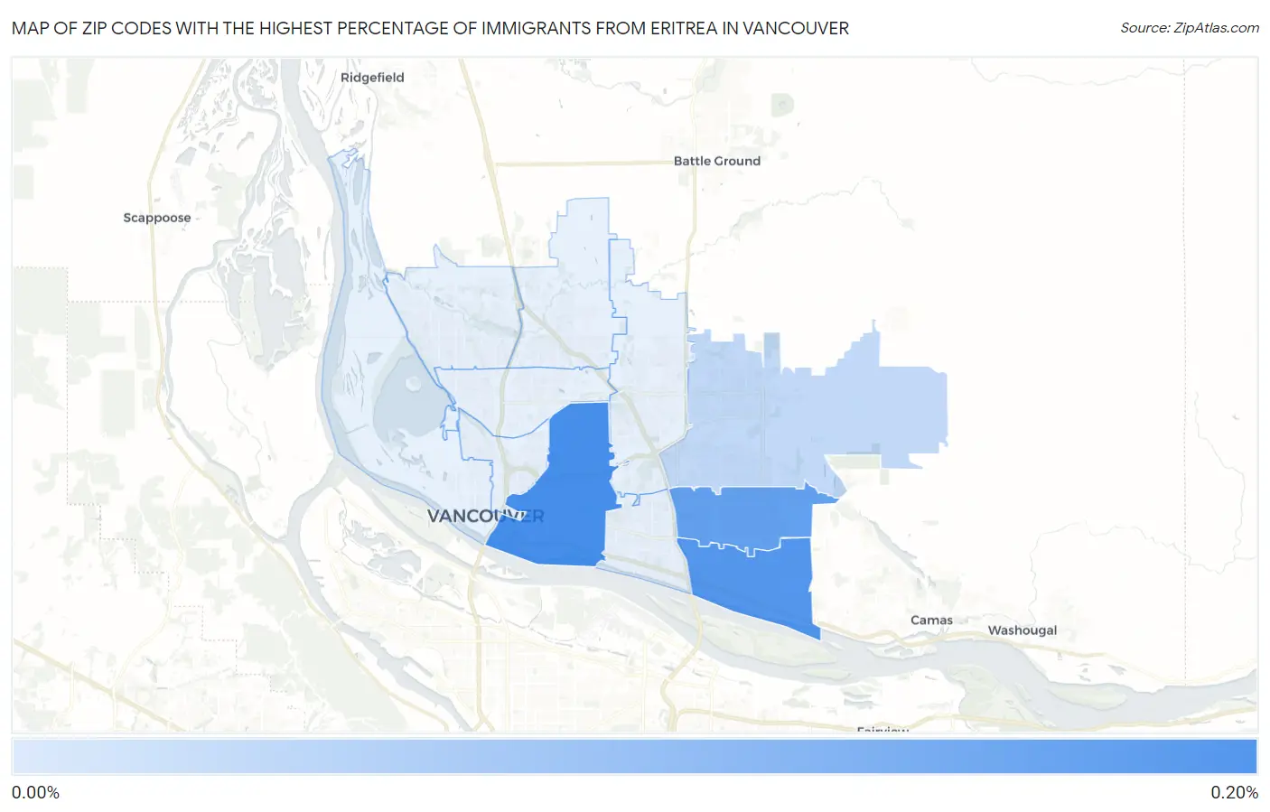 Zip Codes with the Highest Percentage of Immigrants from Eritrea in Vancouver Map