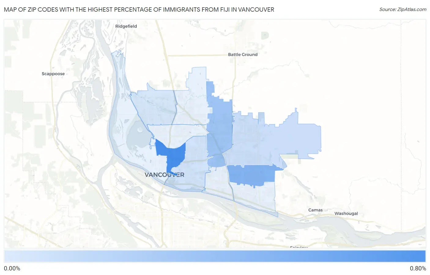 Zip Codes with the Highest Percentage of Immigrants from Fiji in Vancouver Map