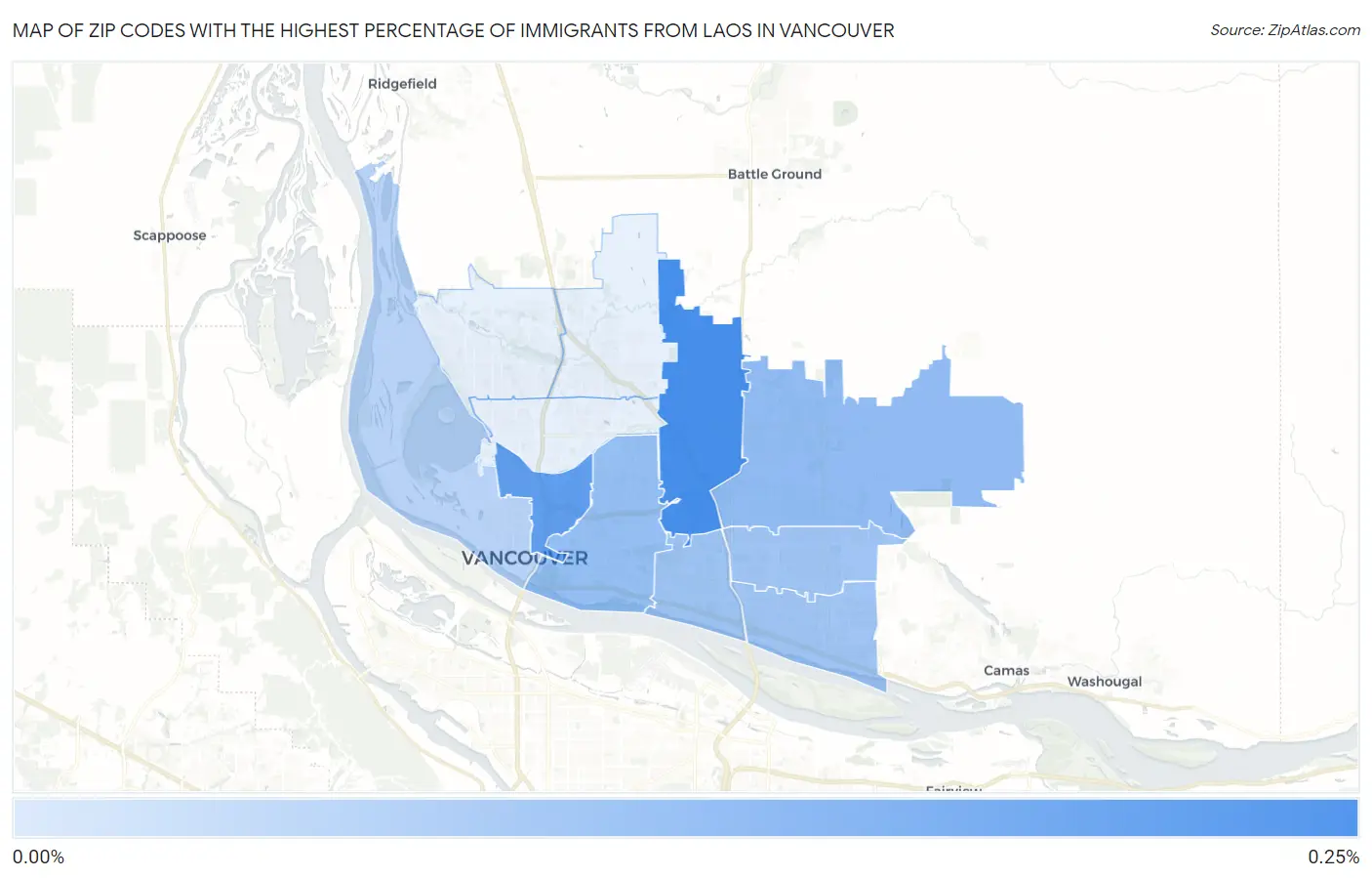 Zip Codes with the Highest Percentage of Immigrants from Laos in Vancouver Map